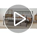 Black Full Size Metal Platform Bed Frame with Headboard & Storage