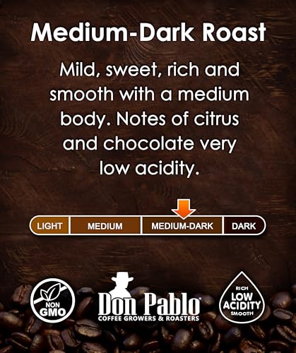 Cafe Don Pablo 5 lb Colombian Supremo Whole Bean Arabica Coffee Medium-Dark Roast Low Acidity