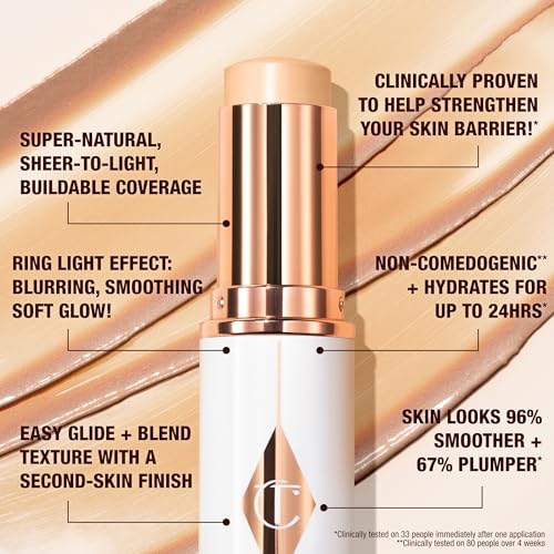 Charlotte Tilbury Unreal Skin Tint & Sheer Glow Hydrating Foundation Stick - Cream Foundation Makeup with Sheer-to-Light Coverage & a Buildable Formula - Blurring, Smoothing & Nourishing