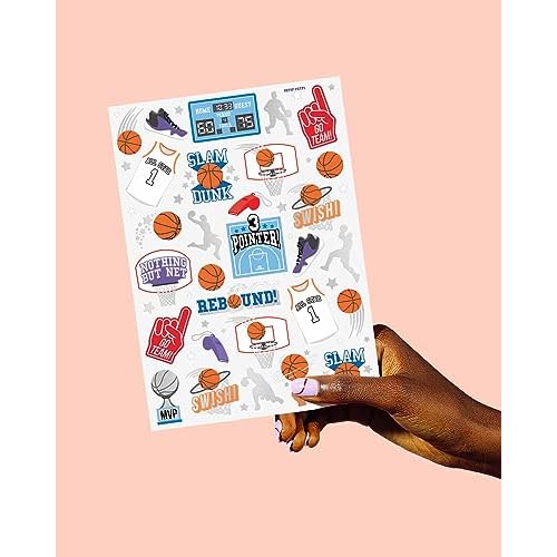 xo, Fetti Basketball Temporary Tattoo - 58 Foil Styles | Basketball Birthday Party Decorations, Party Favors, Boys + Girl Sports, Slam Dunk, Team Goodie Bag, MVP