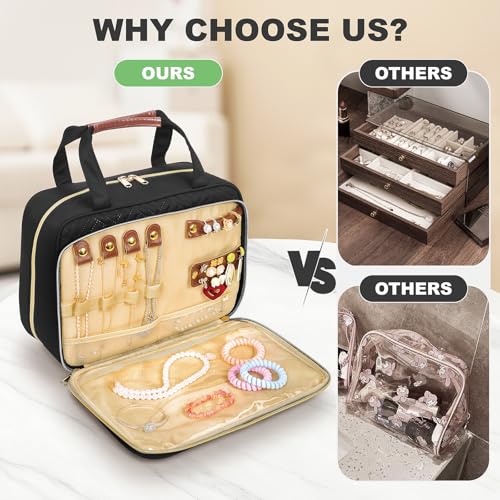 Travel Toiletry Bag for Women with Jewelry Organizer - Black02