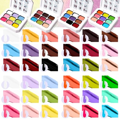 Gradient Painting Gel Set, 4*Plates Ombre Gel Nail Polish Pigment Pat Nails,Long-lasting Silky Texture Highly Saturated French Manicure Soak of UV/Led Home Salon DIY Nail Art JOMK
