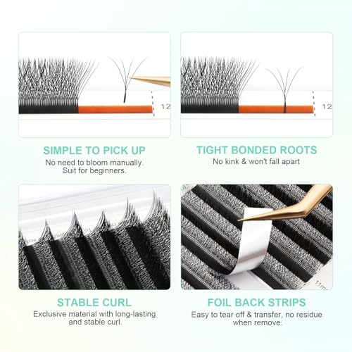 NAGARAKU 4D W Premade Eyelash Fans Mix 8-12mm 5 Trays - Black