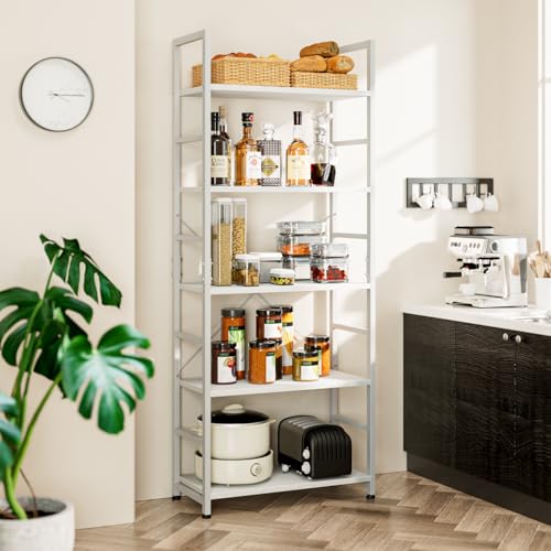 NUMENN White 5-Tier Tall Freestanding Bookcase - Modern Open Storage Shelf
