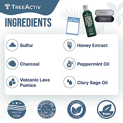 TreeActiv Pimple Popper Tool Kit with Face Wash and Acne Patches, Professional Blackhead Milia Remover Tools Facial Kit, Stainless Steel Blackhead Extractor Tool, Blemish Blackhead & Whitehead Pimple