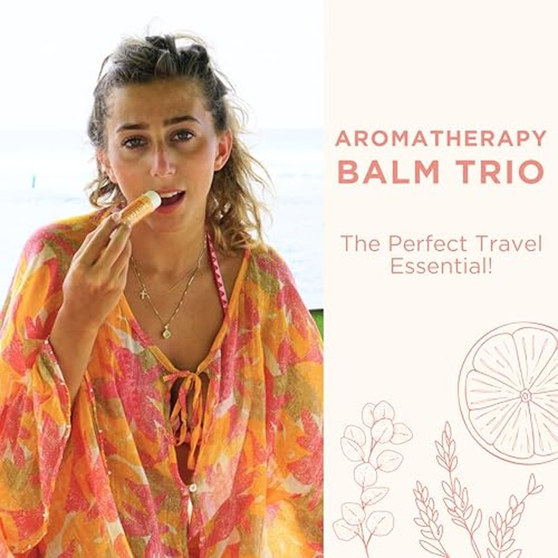 Honestly Margo Aromatherapy Balm Stick Trio (Menthol Eucalyptus, Lavender, and Citrus) ? Organic Citrus, Eucalyptus Essential Oil, and Lavender Essential Oil Lip Balm, Mess-Free Convenient Design