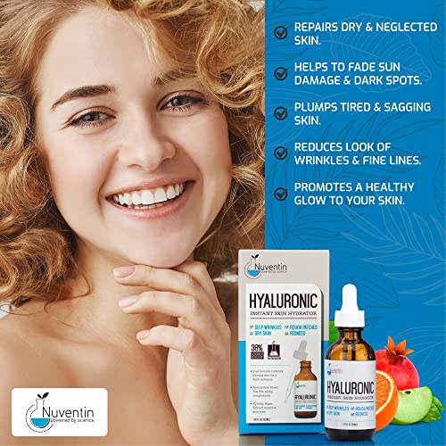 Hyaluronic Acid Serum Anti Aging Skin Care Facial Booster For Face - Hydro-Boost Moisturizer Booster W/Vitamin C & Vitamin E For Wrinkles, Fine Lines, Dark Spots, & Dry Skin, 1.75 Fl Oz