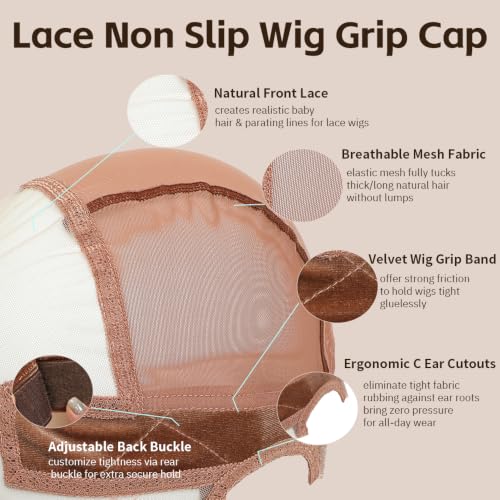 Adjustable HD Lace Wig Cap with Secure Headband - D-Caramel / Type C