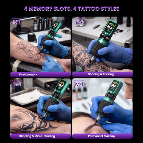 Wireless Tattoo Machine Kit with 2 2300mAh Batteries - 2PCS, Adjustable Modes, Fast Charging, Portable Cordless Design - Variation of THIS listing