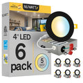 Black Recessed LED Light 4 Inch Dimmable 5CCT Water-Resistant 6 Pack
