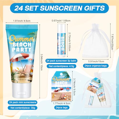 Dansib 24 Sets Summer Party Favors Bulk Sunscreen & Lip Balm Travel Size Beach Gifts - Variation of THIS listing