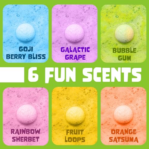 Kids Bath Bombs with Surprise Slime - 6 Pack, Fruity Scented Bath Toys with Colorful Gooey Surprises - Variation of 6-Pack Slime