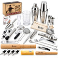 Stainless Steel Cocktail Shaker Set - Pro Edition Bar Tool Kit with Boston Shaker & Muddler - Silver, 32-Piece Home Bar Accessories