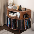 31.5-Inch Record Player Stand with Power Outlets and Vinyl Storage Cabinet