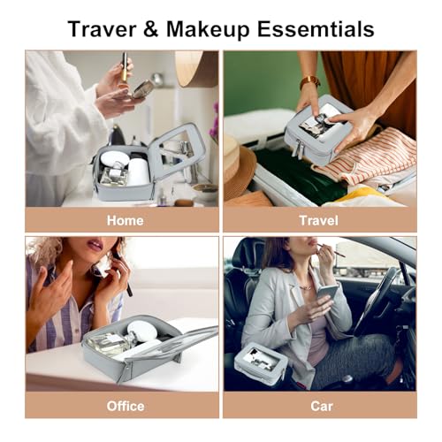 EcoVision Clear Makeup Bag, Travel Cosmetic Accessory Bag, Toiletry Organizer Bags for Women, Portable Waterproof Zipper Cosmetic Bag with Transparent Window