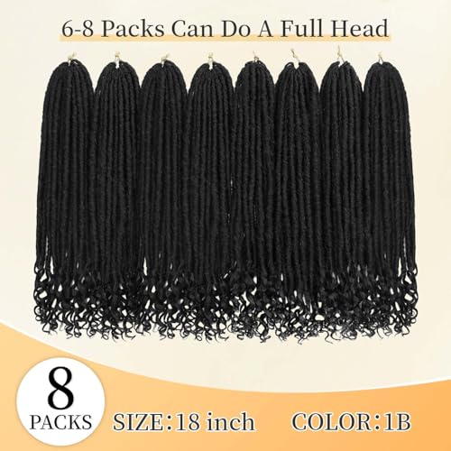 16 Inch Faux Locs Braids Crochet Hair Extensions - 8Pcs 1B# - Dreadlocks Style