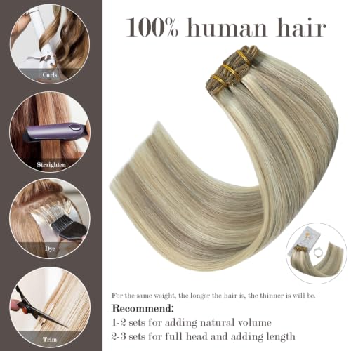 Clip-In Balayage Hair Extensions 12 Inch Blonde Mix - 70g 7pcs Honsoo