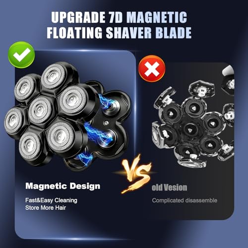 Velurie 7D Floating Shaver Replacement Heads for SHPAVVER/Wyklaus/Cyruzi - Black03 3Pack