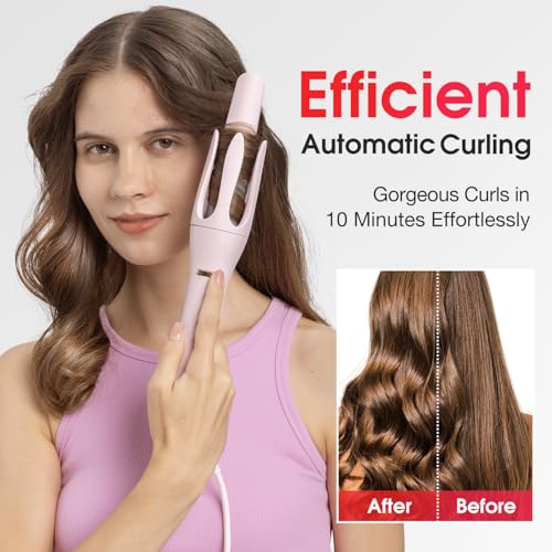 Automatic Rotating Curling Iron 1 Inch - Titanium Coating, Safe & Easy for Long-Lasting Shine