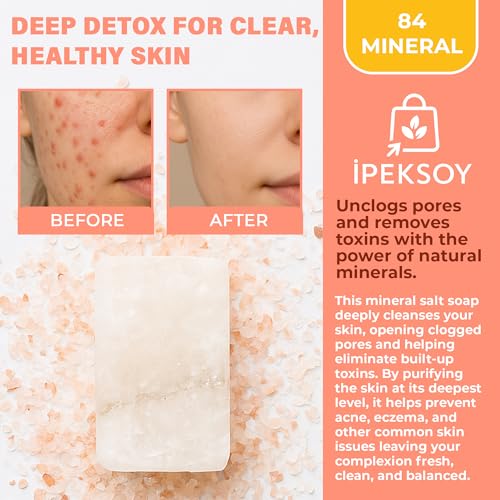 Natural Salt Soap Bar ? Purifying and Exfoliating Organic Unscented Bar Soap for Men & Women ? Pure Mineral Rock Salt Soap for Gentle Skin Care and Odor Control (Salt (4 Pieces))