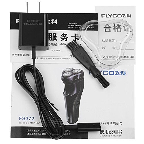 Flyco FS372 Men's Waterproof Electric Shaver IPX7 Wet & Dry Rechargeable Rotary Razor with Pop-up Trimmer, Dark Violet