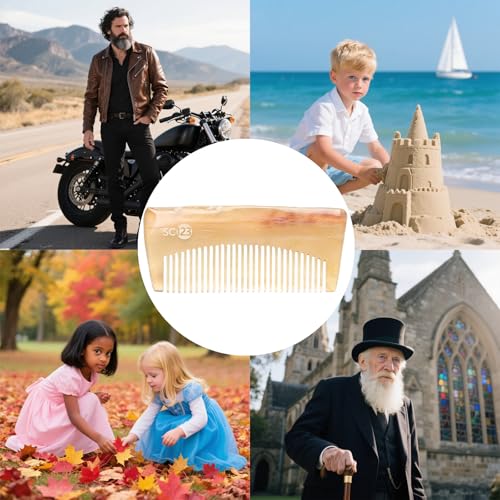 Untreated 3.9 Inch Real Ox Horn Comb for Beard, Mustache, and Hair ? Handmade Small Pocket Travel Combs for Men, Kids, and Children ? Anti-static, Detangling, Massage & Scalp Gua Sha