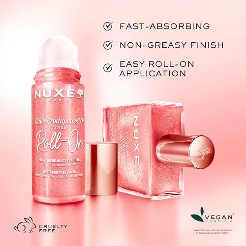 NUXE Shimmering Body Oil Roll-On 2 Fl Oz - Nourishing Floral Glowing Oil