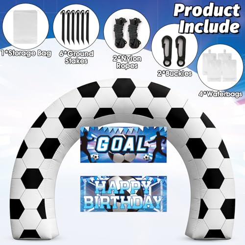 8FT Giant Soccer Inflatable Arch Match Day Party Decor - Waterproof & LED Lights