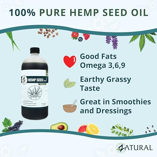 Hemp Seed Oil 32 Fl Oz - Cold Pressed, Virgin Food Grade & Nutty Flavor