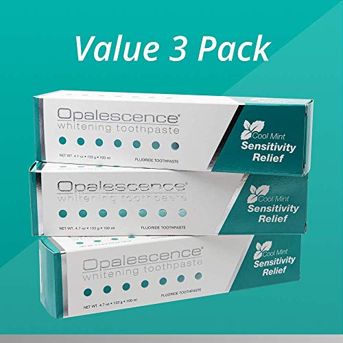 Opalescence Whitening Toothpaste for Sensitive Teeth - Mint Flavor, Gluten Free, 4.7 Ounce - Pack of 3