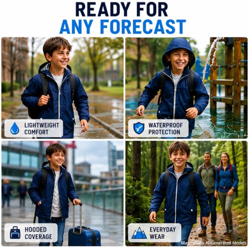 iXtreme Boys Waterproof Hooded Rain Jacket Windbreaker - Navy, Size 4