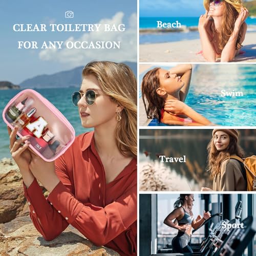 F-color 5 Pack TSA Approved Toiletry Bag and 3 Pack Clear Makeup Bag