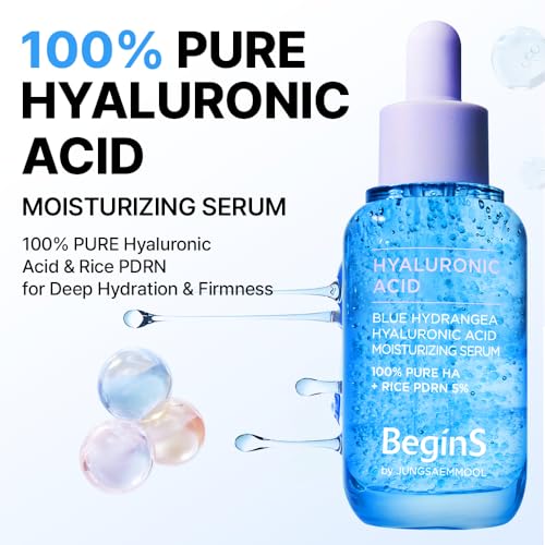BeginS Hyaluronic Acid Moisturizer Serum with Rice PDRN & Blue Hydrangea for Deep Hydration