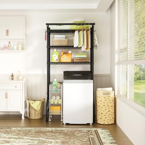 Ulif U11 Over Washer Dryer Shelf Organizer - Black, 3-Tier Standing Storage Rack