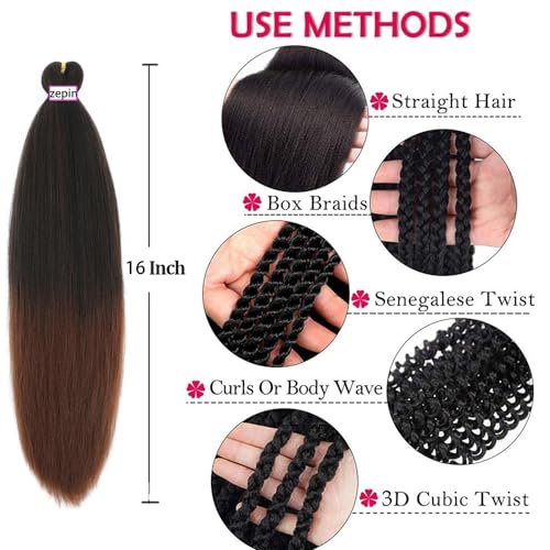 Pre Stretched Braiding Hair 34 Inch - Soft Synthetic Crochet Extensions, 8 Packs (1B/30)