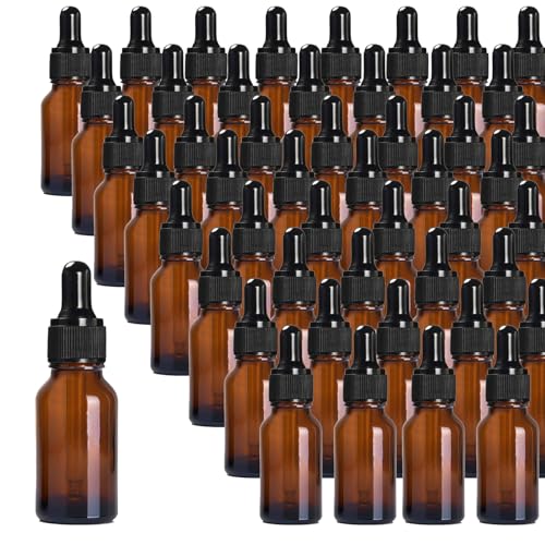 Amber Glass Dropper Bottles Set 48 Pack 1/2oz for Essential Oils & Perfumes - Variation of THIS listing