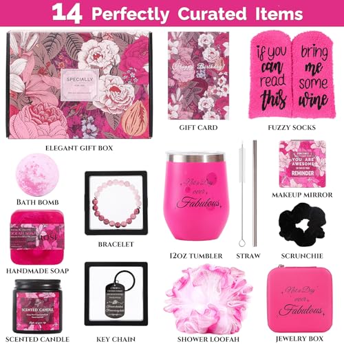 Pink Birthday Gifts for Women, Gift Box for Women, Gift Basket for Teen Girls, Birthday Gift Sets for Sister, Mom, Girls