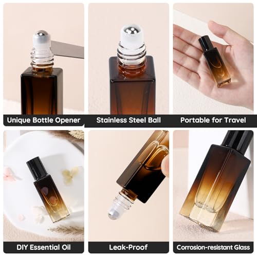 40PCS Amber Glass Roll On Bottles 5ml for Essential Oils & Perfume - Variation of THIS listing