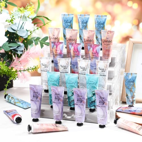 36pcs Employee Appreciation Team Gifts Bulk Travel Size Hand Cream Inspirational Thank You Gifts for Women Dry Skin Hand Lotion Bulk for Teachers Day Christmas Staff Employees Coworkers Women