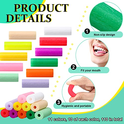 110 Pcs Aligner Chewies 1.4 Inch - Non-Slip Silicone Chewing Trays in 11 Colors & Flavors