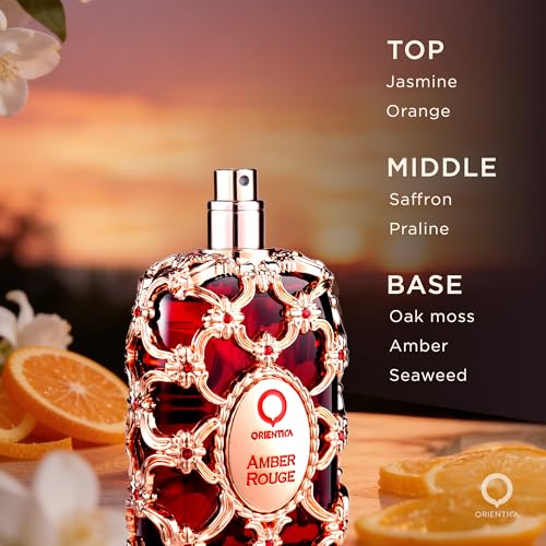 Orientica Amber Rouge Eau de Parfum 2.7oz - Warm Woody Floral Saffron & Jasmine Notes - Unisex Fragrance with Orange - Variation of THIS listing