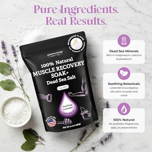 Aromasong Muscle Recovery Bath Salt 48 oz Eucalyptus & Tea Tree - Dead Sea & MSM Soak
