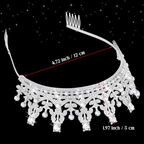 Silver Crown Tiara Set for Women with Comb | Bridal & Party Hair Accessories