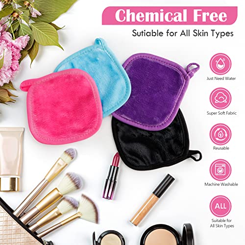 Orighty Microfiber Washcloths Towel Set 50 Pack, Bundle with Makeup Remover Cloths 5x5 in Pack of 12