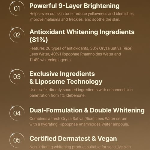 Elishacoy | MIIN SILOK Radiance Double Ampoule 50ml (1.69 fl oz) ? Dual Brightening Serum with Fermented Rice Lees & Vitamin Complex, Clinically Tested Luxury Korean Skincare