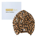 ZIMASILK 22 Momme 100% Pure Silk Bonnet for Sleeping - Leopard Black/Golden, One Size