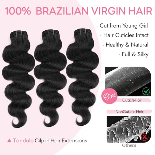 Clip in Hair Extensions 24 Inch Body Wave Jet Black 8pcs Brazilian Remy Human Hair