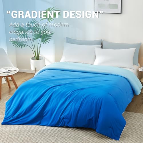 Elegear King Size Cooling Comforter - Gradient Sky Blue 90x108 Inches for Hot Sleepers