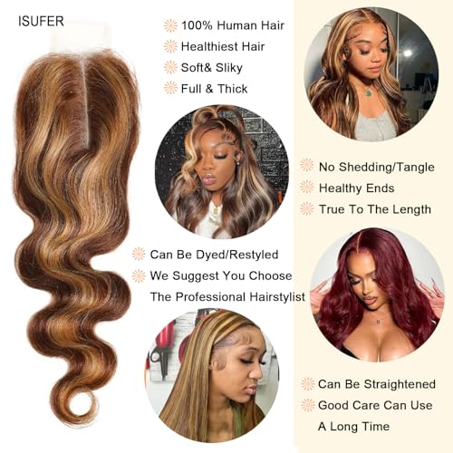 Isufer P4/27 Body Wave Lace Closure 16 Inch Honey Blonde Virgin Human Hair