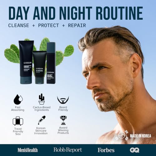 Men's Cactus Skincare Set - Water-Based Moisturizer SPF 30, Face Wash & Night Cream - Pack of 3